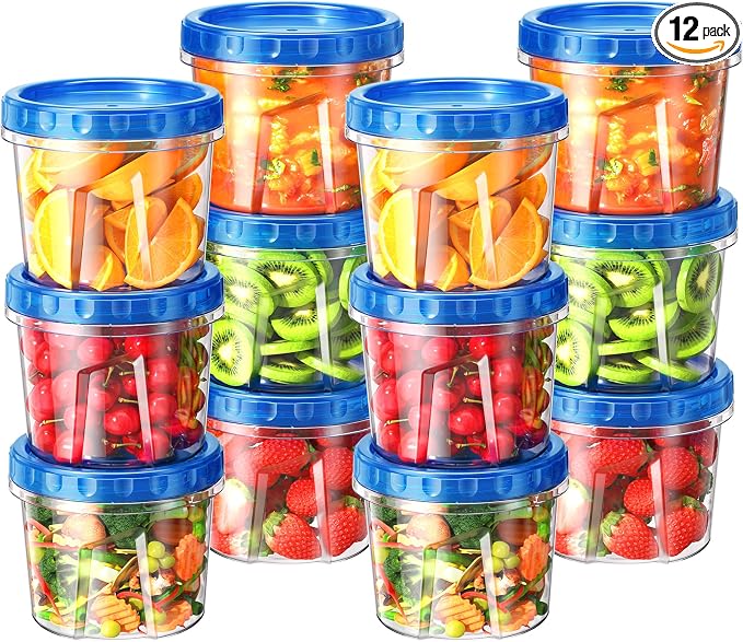 BiuLeon 12 Pack-24 oz Freezer Storage Containers, Plastic Food Storage by Unknown