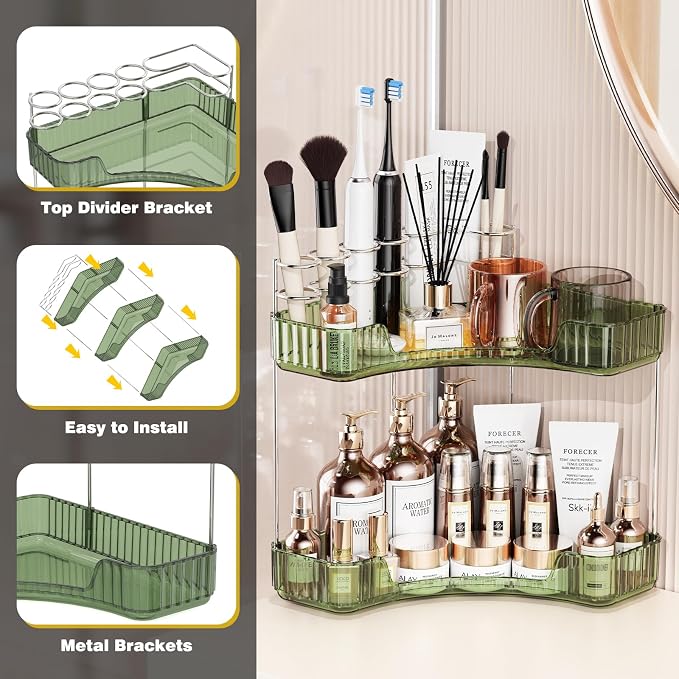 Asayuee 2-Tier Corner Bathroom Counter Organizer - Image 4