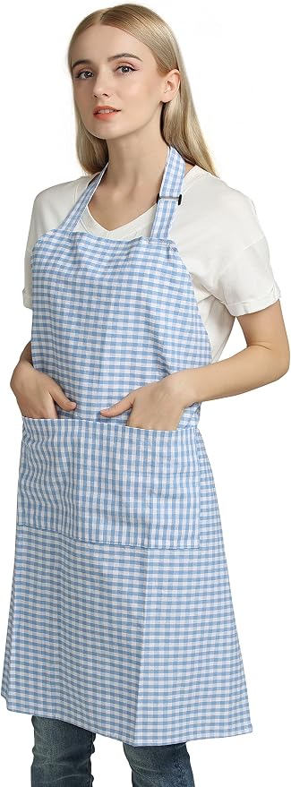 Vintage Gingham Kitchen Aprons Chef Bib Canvas Aprons Christmas Holiday Home - Image 3