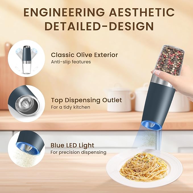 Gravity Electric Salt And Pepper Grinder Set, Automatic Salt And Pepper Grinder - Image 4