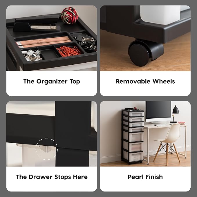 IRIS USA Plastic Drawer Storage Organizer Rolling Cart, - Image 8