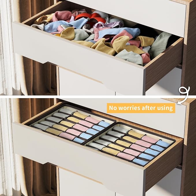 Joyoldelf Sock Drawer Organizer Divider Underwear Organizer 24-cell Fabric - Image 4