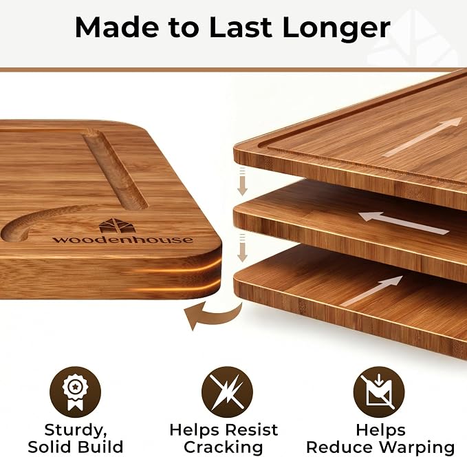 Set of 3 Bamboo Cutting Boards for Kitchen - Image 3