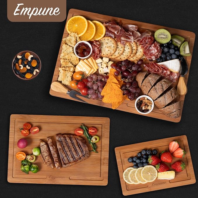 Empune Bamboo Cutting Board Set, Wood Cutting Boards - Image 7