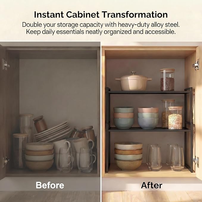 Set of 2 Cabinet Organizers 16.1''W 44 LBS Load Capacity Heavy Duty Kitchen - Image 4