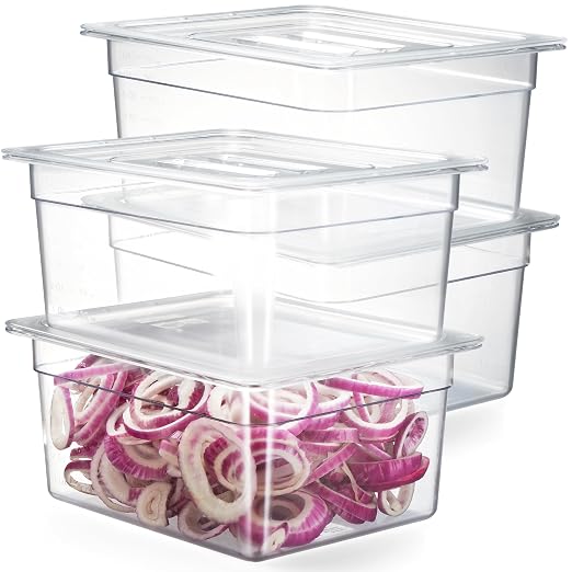 CURTA 4-Pack 1/2 Size 6" Deep NSF Polycarbonate Food Pans by CURTA