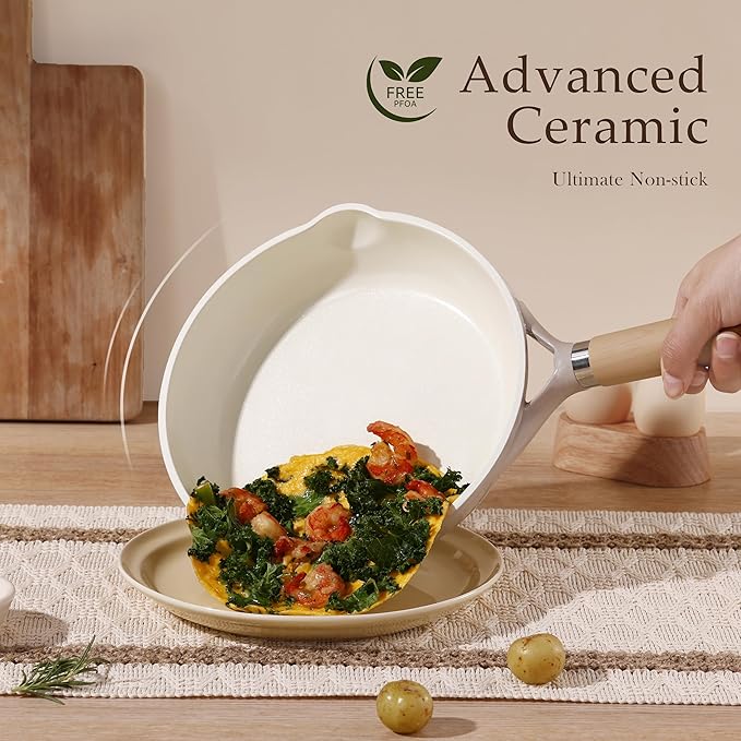 CAROTE 10" Ceramic Frying Pan Skillet, Non Stick Skillet Chef's Pan, Healthy & - Image 3
