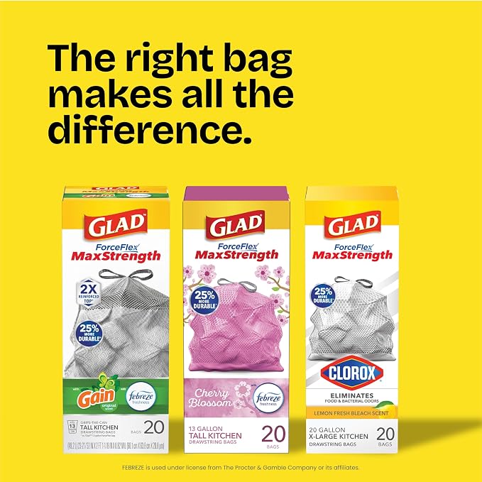 Glad Small Trash Bags 4 Gallon, Febreze Cherry Blossom Garbage Bags, Odor - Image 9