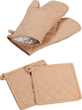 Oven Mitt & Pot Holder 100% Cotton Set of Heat Resistant Oven Gloves & Hot Pads by SoftopiaCotton