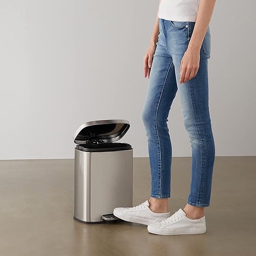 Amazon Basics Smudge Resistant Small Rectangular Step Pedal Trash Can - Image 2