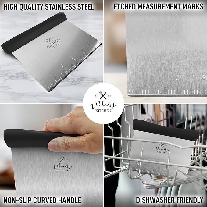 Zulay Premium Multi-purpose Stainless Steel Bench Scraper & Chopper, Quick & - Image 5