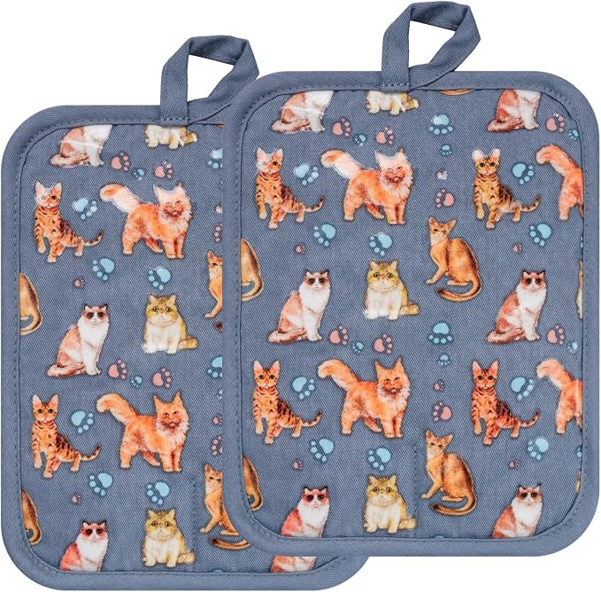 Pot Holders Set of 2 Heat Resistant 480 ℉Non Slip Clear Silicone Printed by REDLMLDETA