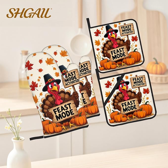 Turkey Oven Mitts with Matching Potholders - Image 2
