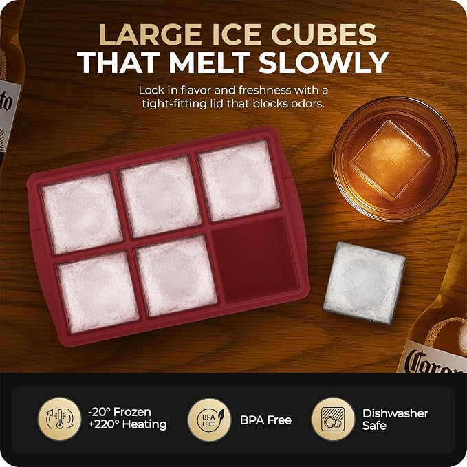 Large Ice Cube Trays for Whiskey, Silicone Ice Cube Tray, - Image 5