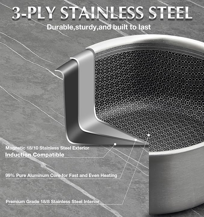 KOCH SYSTEME CS Hybrid Nonstick Stainless Steel Saucepan Set, 6-Piece Triply - Image 3