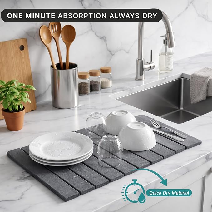 Stone Dish Drying Mat for Kitchen Counter - Image 2
