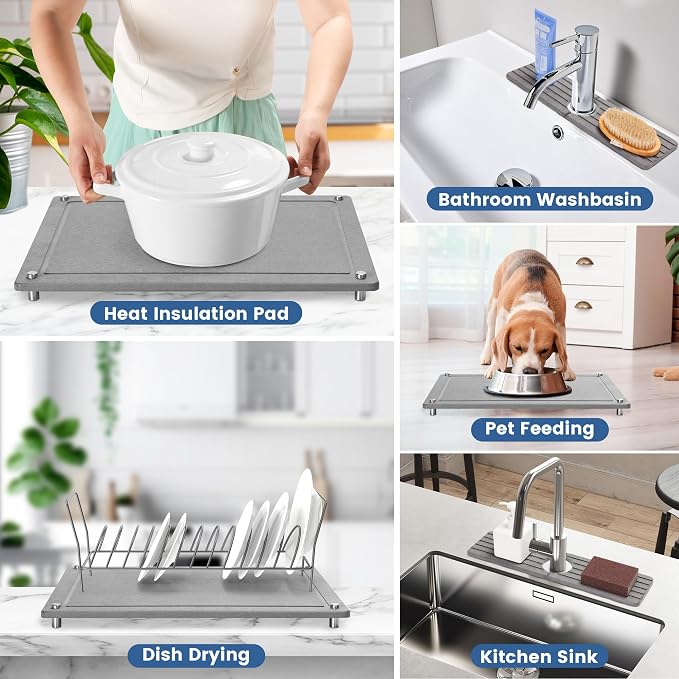 Zinovo 5pcs Stone Dish Drying Mats - Image 5
