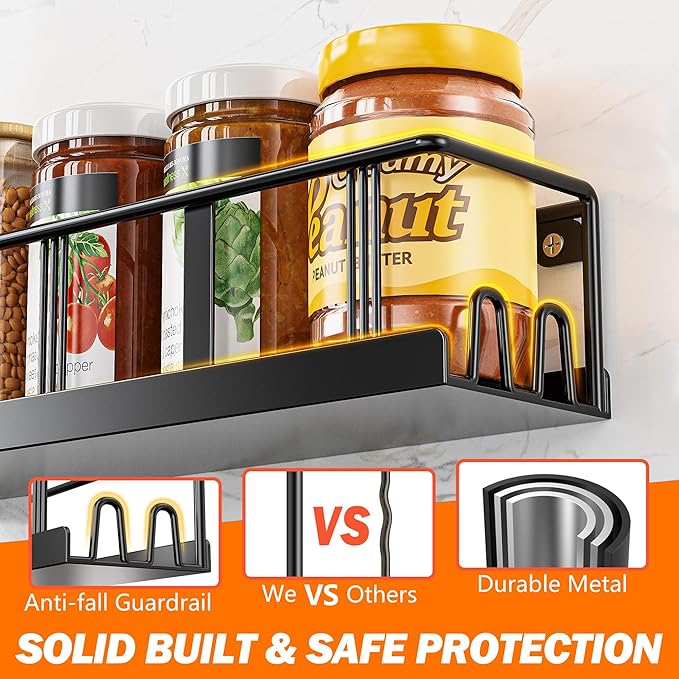 Bunoxea Spice Rack Wall Mounted 2 Pack, Space-Saving Spice Organizer - Image 4