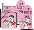 Funny Oven Mitts and Pot Holders Sets Pink Kitchen Accessories Cute Kitchen by HAISUKA