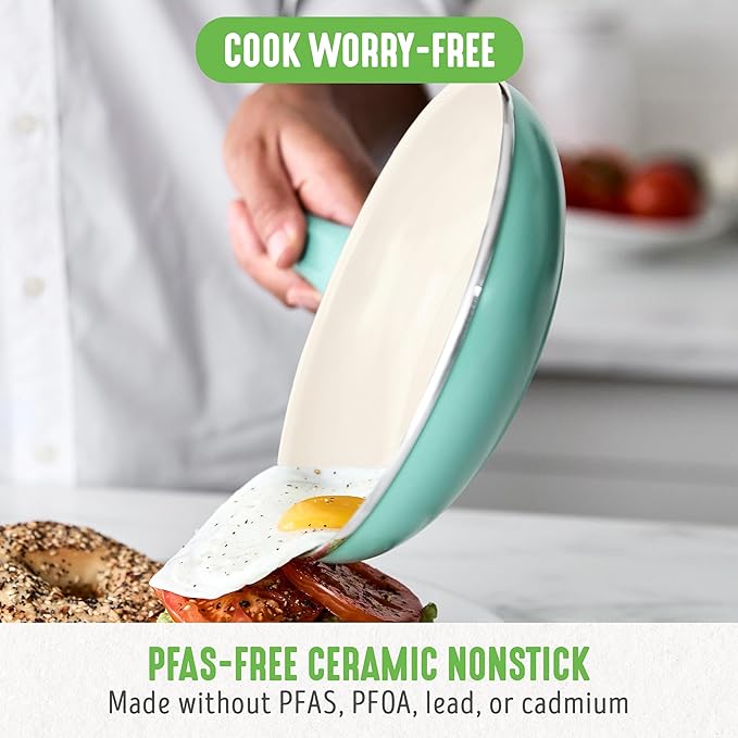 GreenLife Non Stick Fry Pan Set 7" & 10", Non-Toxic PFAS-Free Ceramic Skillet - Image 2
