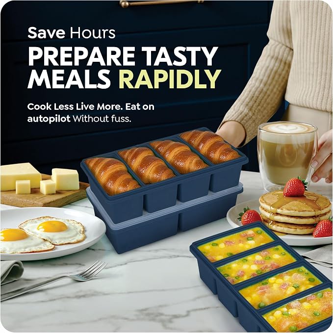 Silicone Freezer Trays with Lids, 2 Cup & 1 Cup Soup Container Style Ice Cube - Image 7