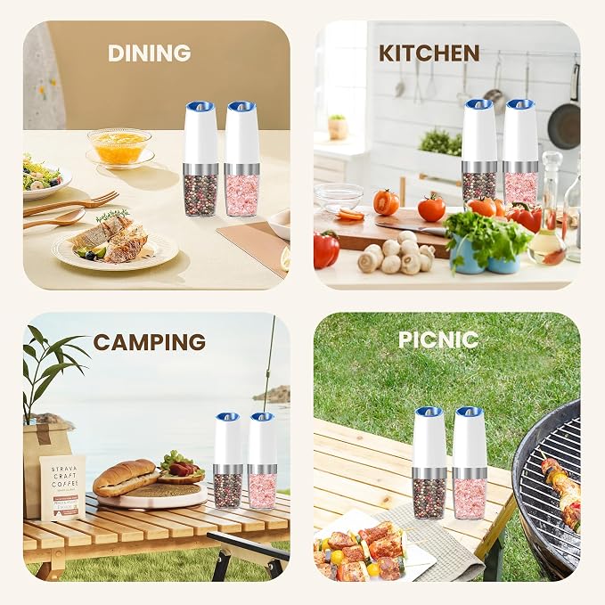 Gravity Electric Salt And Pepper Grinder Set, Automatic Salt And Pepper Grinder - Image 7