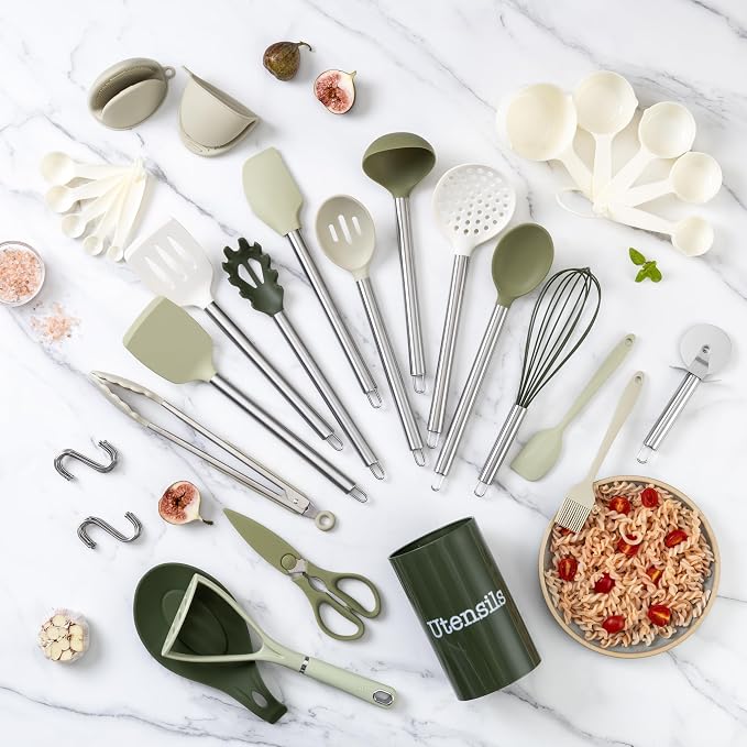 COOK WITH COLOR Silicone Cooking Utensils, Kitchen Utensil Set, Cooking Utensils - Image 6