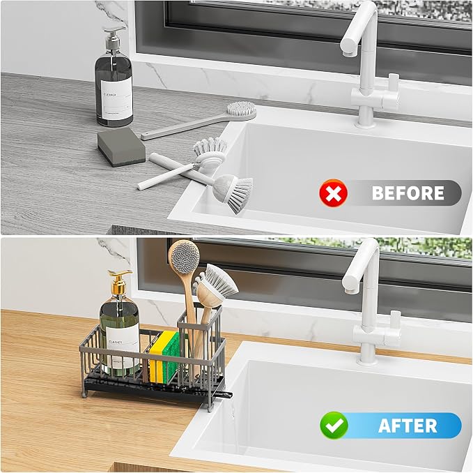 Cisily Sponge Holder for Kitchen Sink, Sink Caddy Organizer - Image 5