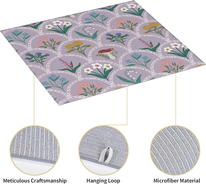 Vintage Flowers Dish Drying Mat 16x18 Inch, Microfiber Absorbent Fast Dry Mat - Image 3