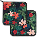 Tropic Hawaiian Hibiscus Flower Pot Holder Set of 2, Heat Resistant Potholders by Larkverk