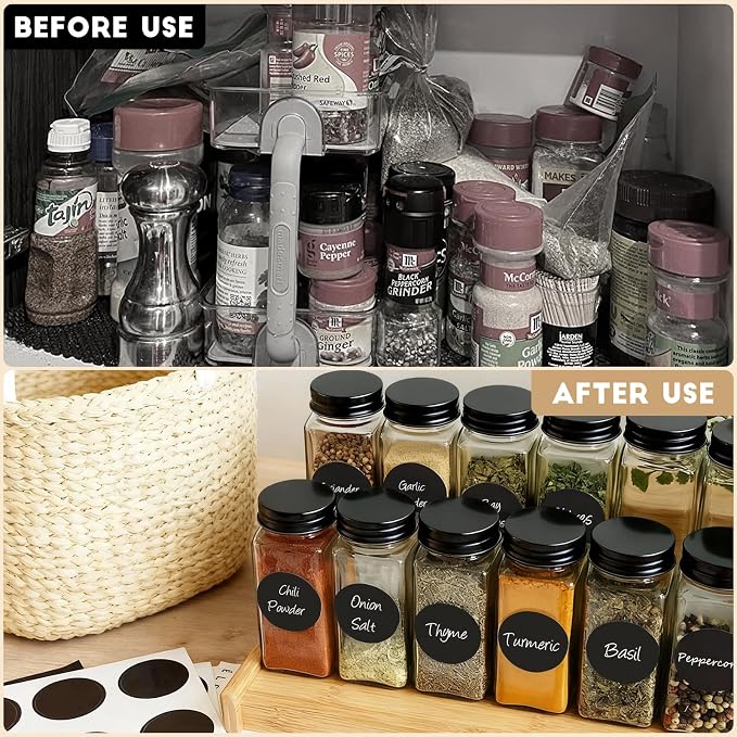 12Pcs Spice Jars with Label, 4oz Empty Square Seasoning Containers, Spice Jars - Image 4