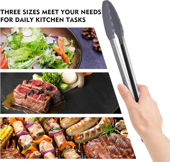 HOTEC Premium Stainless Steel Locking Kitchen Tongs - Image 6