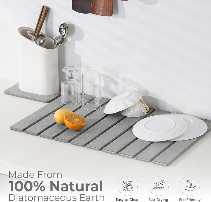 Large Stone Dish Drying Mat for Kitchen Counter, Quick Dry Stone Dishes Mats - Image 6