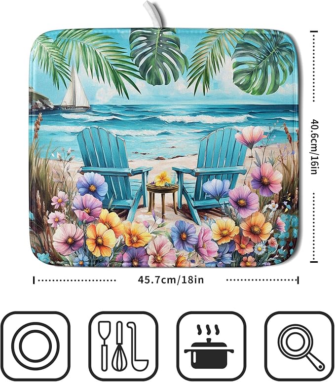 Spring Summer Sea Chair Dish Drying Mat - Image 2