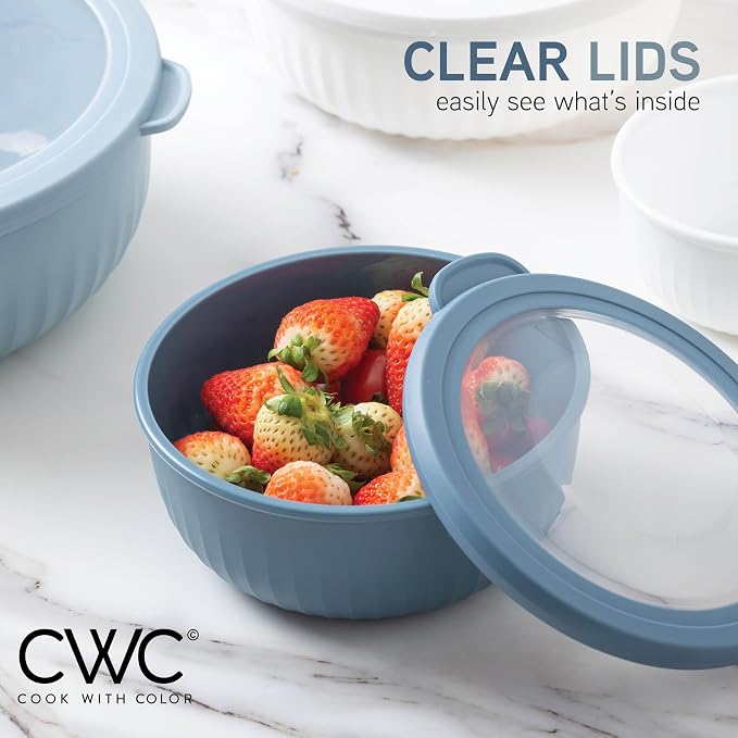 COOK WITH COLOR Prep Bowls with Lids- Wide and Deep Nesting Plastic Small - Image 3