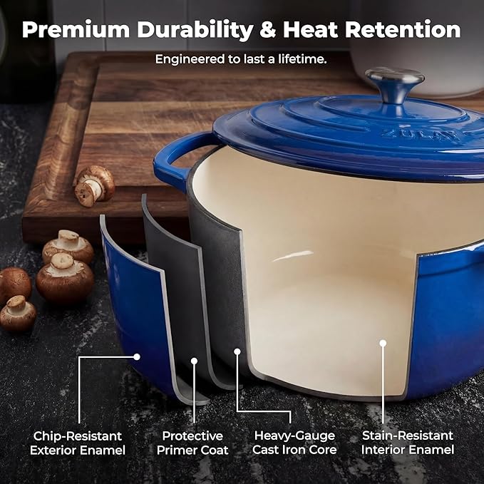 Zulay Kitchen 7.7 Quart Enameled Cast Iron Dutch Oven Pot - Image 5