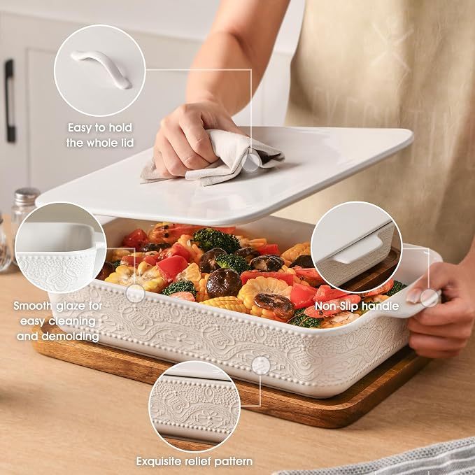 Casserole Dish with Lid, Ceramic 9x13 Casserole Dish - Image 5