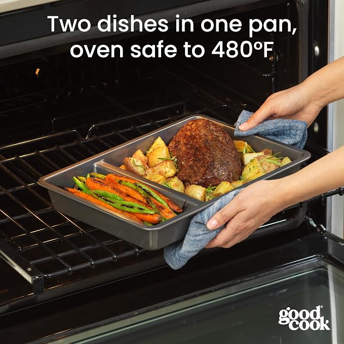 GoodCook Divided Baking Sheet Premium Carbon Steel Nonstick Pan, 9 x 13-Inch - Image 3