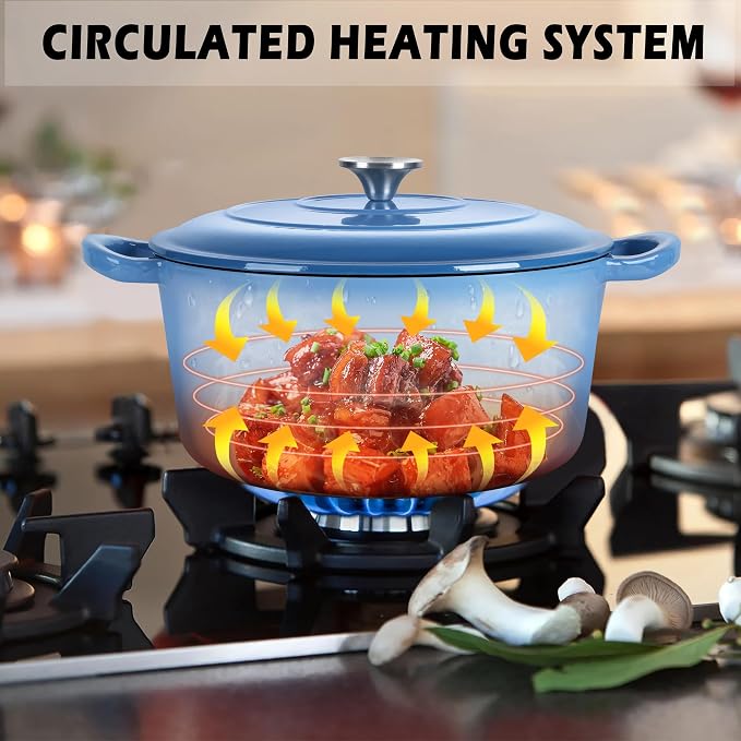 TeamFar 3qt Dutch Oven, Small Enameled Cast Iron Dutch Oven Pot - Image 6
