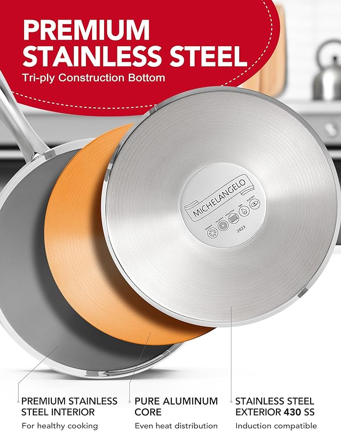 MICHELANGELO Stainless Steel Sauce Pan Set - Image 2