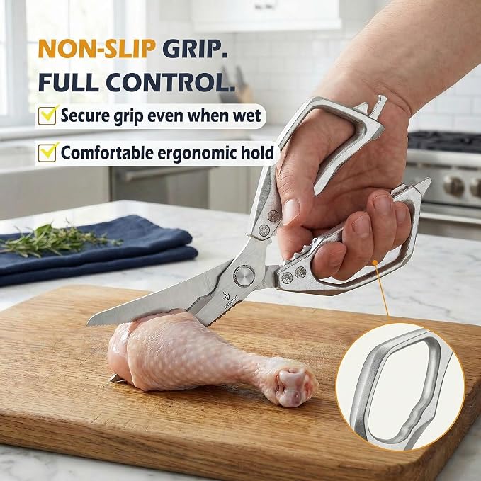 Heavy Duty Kitchen Shears for Bone Cutting, 2 Pack Ultra Sharp Poultry Scissors - Image 4