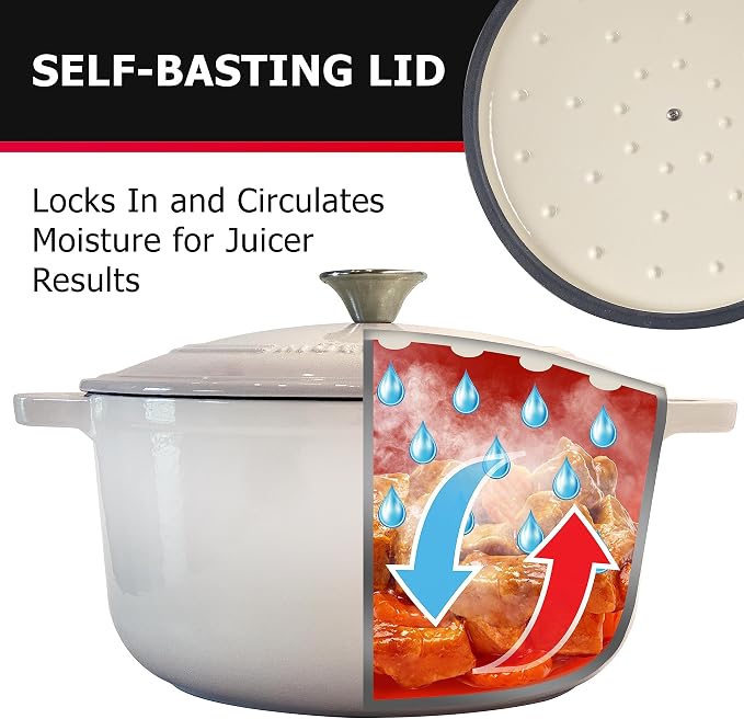 Mueller 6qt Enameled Cast Iron Dutch Oven, Heavy-Duty Casserole and Braiser Pan - Image 5