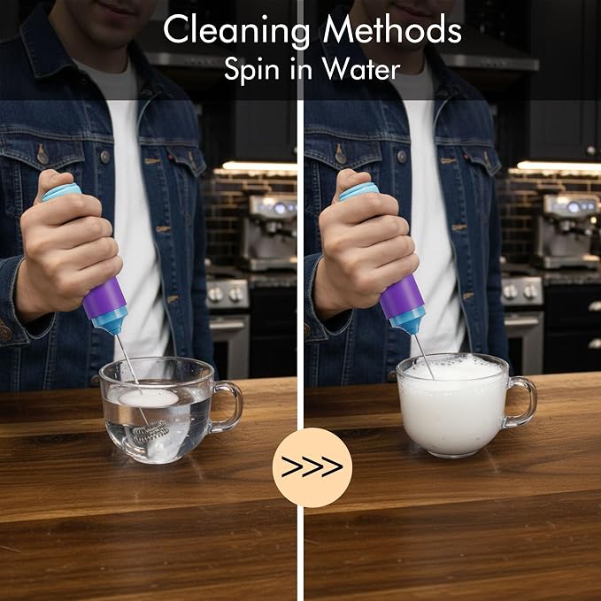 Rechargeable Milk Frother Handheld, 2-IN-1 Dual Spring Whisk Electric Frother - Image 5