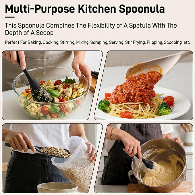 3 PACK Silicone Cooking Spatula Spoons - Image 3