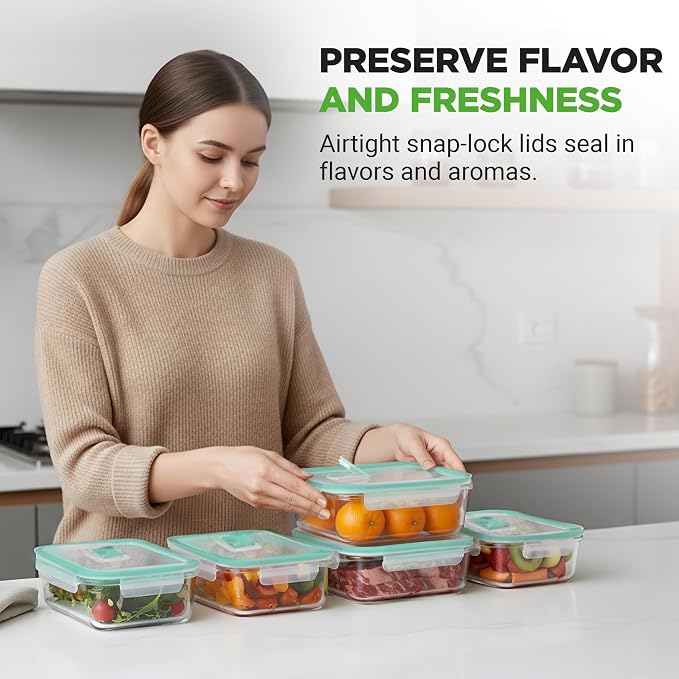 NutriChef 10 Piece Glass Food Storage Containers - Image 7