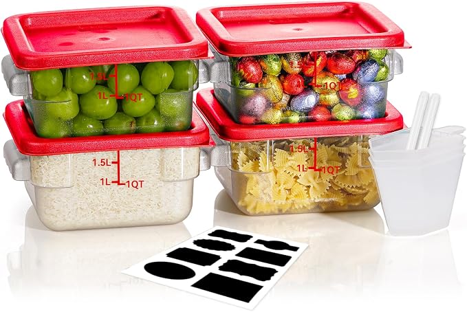 2QT NSF Food Storage Containers: 8 PCS Commercial Clear Square Food Storage by SVKLHY
