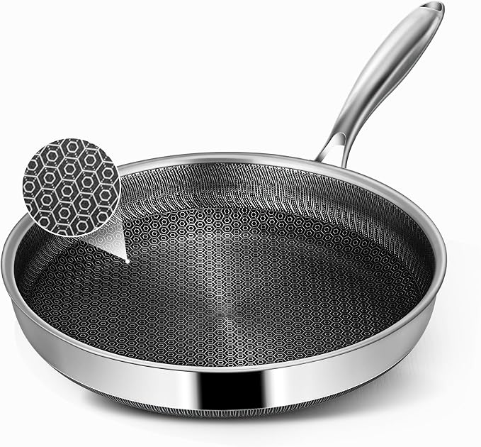 Non Stick Frying Pans, 10-inch Hybrid Frying Pans Nonstick Stainless Steel by Vocvee