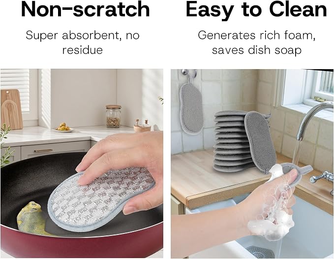 Multi-Purpose Scrub Kitchen Sponges – 12 Pack Dish Sponge, Dual-Sided - Image 4