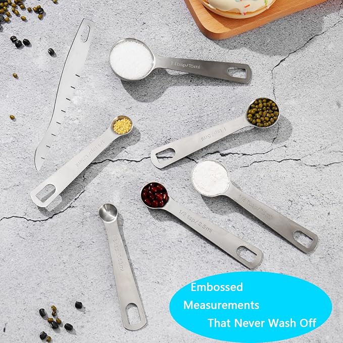 AIKEXIN 20-Piece Measuring Cups and Spoons Set, Nesting Stainless Steel - Image 6