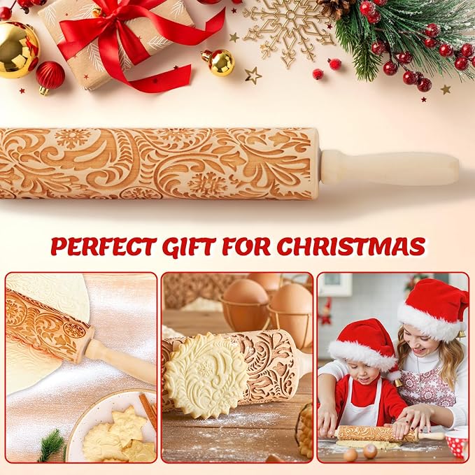 Christmas Gifts Wooden Embossed Rolling Pin - Image 7
